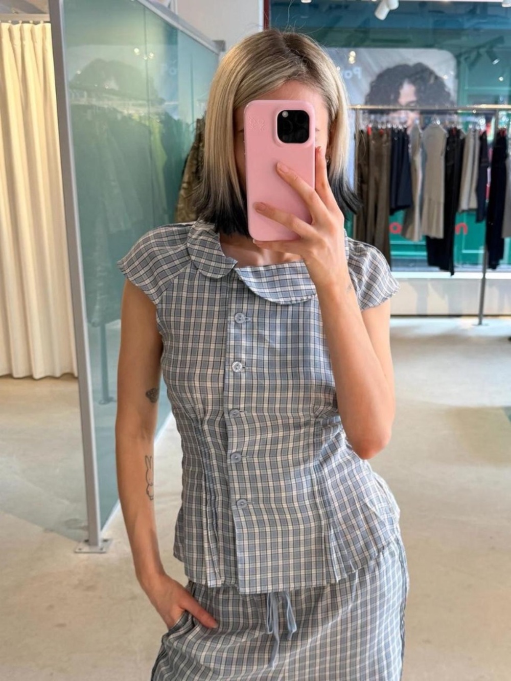 🆕 NWT Peachy Den Missy Blouse in Check